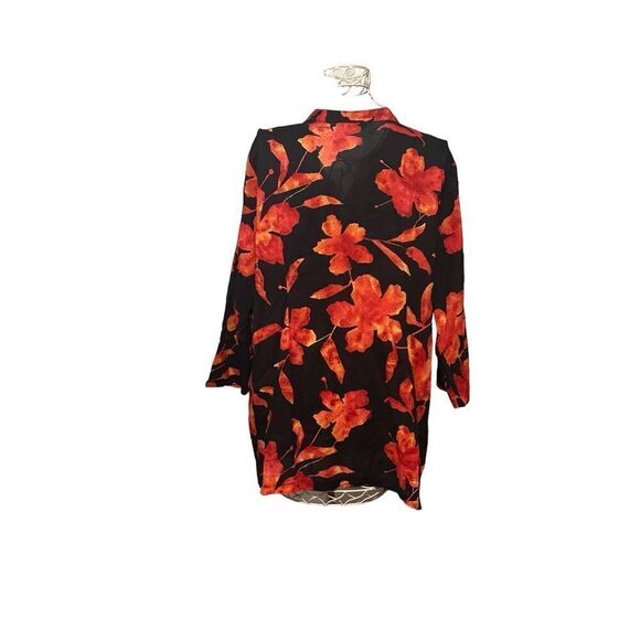 SOFT SURROUNDINGS Hibiscus Floral Tunic Top Shirt Blouse  Sz medium Good CONDITI - Picture 3 of 9